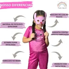 Fantasia Stitch Lilo Angel Com Máscara Luxo Crianças Tendências - Envio Imediato