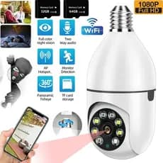 Camera Lâmpada Wifi Ip Segurança Panorâmica Giratória 360 1080P com Visão Noturna Pet