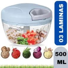 Processador Processadores 3 Laminas De Alimentos Manual 3 Lâminas 500ml Grande aço Inox - Triturador legumes verduras