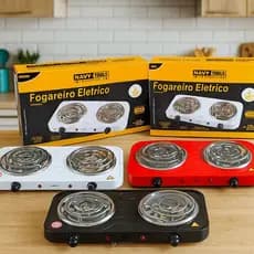 Fogareiro Elétrico 2000W 2 Bocas Fogão Cooktop Portátil Camping Qualquer Panela
