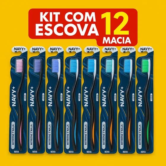 Kit Pacote Com 12 Escovas De Dente Macia Adulto Com Capa Protetora e Limpador De Lingua
