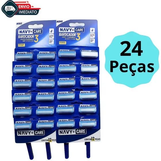 Kit 24 Aparelho De Barbear Barbeador Descartável Com 3 Lâminas Masculino e Feminino