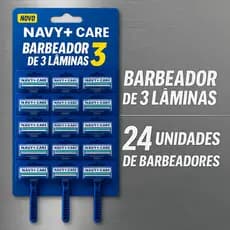 Kit 24 Aparelho Barbeador De Barbear Descartavel Com 3 Lâminas Cartela Masculino e Feminino