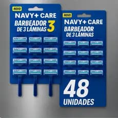 Kit 48 Unidades Aparelho Barbear Com 3 Lâminas Cartela Barbeador Descartável