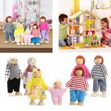 Conjunto De Pessoas Em Miniatura Para Família , 7 Peças , Boneca Feliz , Brinquedo , Bonecas Articuladas De Madeira , Crianças , Muppet , Brinquedos De Fantasia , Contar Histórias , Personagens Vestidas