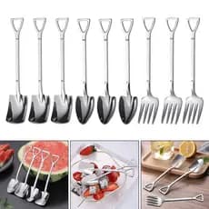 9Pcs/Set Colheres De Pá Chá De Aço Inoxidável Café Sorvete De Sobremesa Acessórios De Cozinha Para Camping Ao Ar Livre Ferramenta Piquenique