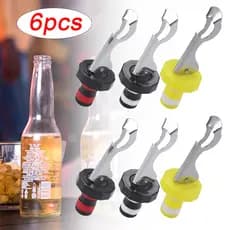 6 Pçs Seladores A Vácuo Silicone Garrafa De Vinho Rolha Tampas De Bebidas De Cerveja Livre De Vazamento Acessórios De Ba