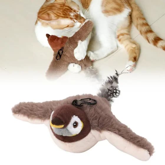 Os Mais Novos Brinquedos Interativos Para Gatos , Pássaro De Abafamento Recarregável (Sem Vôo) Com Erva De Gato Internos , De Pelúcia Ativados Por Toque
