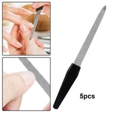 Limas De Unhas Profissionais De Aço Inoxidável Dupla Face De 5 Peças-Perfeitas Para Manicure E Pedicure Em Casa Salão De