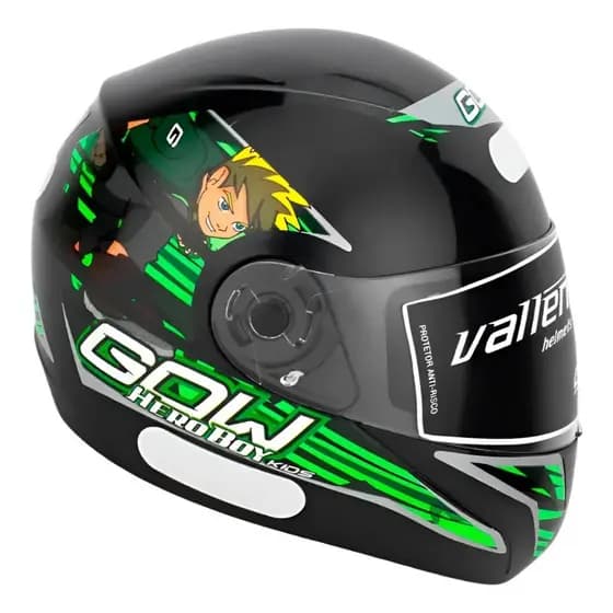 CAPACETE INFANTIL HERO BOY - PTO/VERDE 54