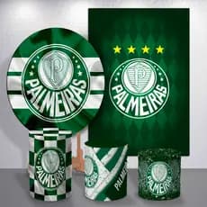 Painel Redondo Retangular Capa Trio Cilindro Decoração Verde E Branco Porco Sublimado Kit Ou Avulso