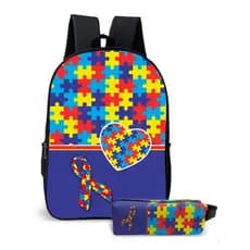 Mochila com Estojo Escolar Infantil Kit ou Avulso TEA Autismo Uso Diário Colorido