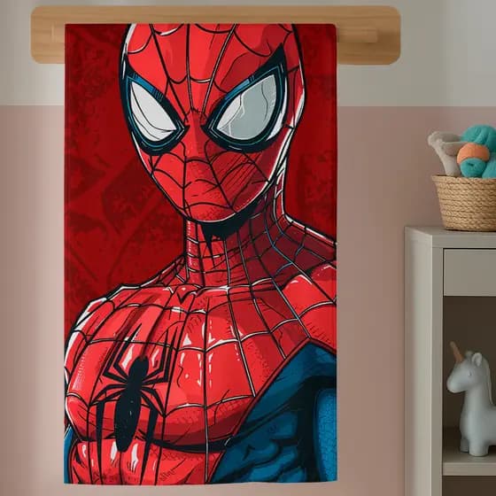 Toalha de Banho Infantil Heroi Menino Estampa Fantasia Aranha Conforto Algodão Secagem Rápida