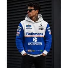 Moletom Full Print 3D Rothmans Azul Blusa Unissex Com Capuz e Bolso Streetwear