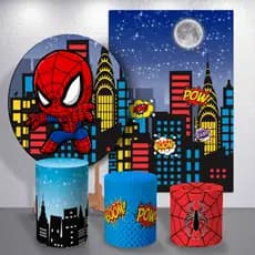 Painel de Festa Aranha Cute Decoração Infantil Menino Capas Sublimadas