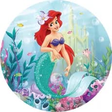 Capa Mini Painel 50x50 Redondo De Festa Princesa Sereia Veste Fácil