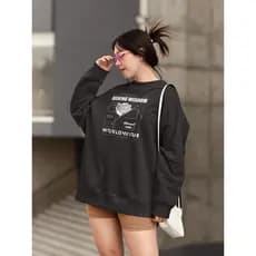 Moletom Blusa de Frio Básico Urbano Feminino Estampado Gola Redonda Confortável 100% Algodão - Flower World Wild
