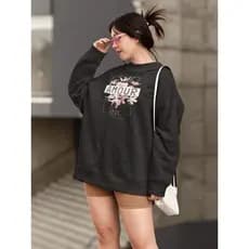 Moletom Blusa de Frio Básico Estiloso Feminino Estampado Gola Redonda Confortável 100% Algodão - Amour