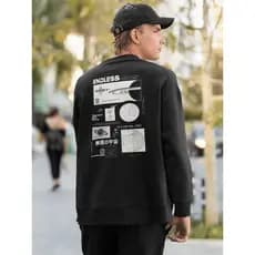 Moletom Careca Blusa de Frio Suéter Gola Redonda Masculino Casual Streetwear 100% Algodão Estampado - Endless
