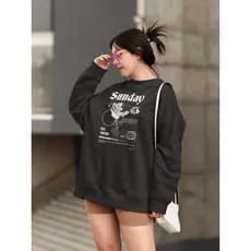 Moletom Blusa de Frio Básico Urbano Feminino Estampado Gola Redonda Confortável 100% Algodão - Sunday Flower