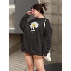 Moletom Blusa de Frio Básico Urbano Feminino Estampado Gola Redonda Confortável 100% Algodão