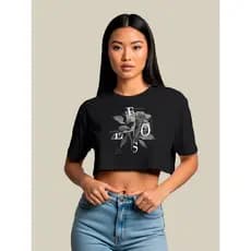 Cropped Feminino Elegante Oversized Ombro Caído Blogueira Tendencia Farm Plus Size Preto Marrom Branco 100% Algodão
