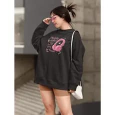 Moletom Blusa de Frio Básico Estiloso Feminino Estampado Gola Redonda Confortável 100% Algodão - Music
