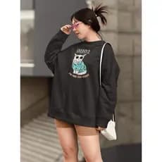Moletom Blusa de Frio Básico Urbano Feminino Estampado Gola Redonda Confortável 100% Algodão - Dude