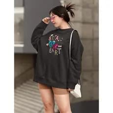 Moletom Blusa de Frio Básico Urbano Feminino Estampado Gola Redonda Confortável 100% Algodão - Glitter