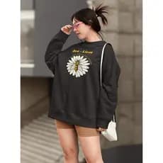 Moletom Blusa de Frio Básico Urbano Feminino Estampado Gola Redonda Confortável - Bee
