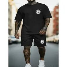KIT Camiseta Oversized Masculina 100% Algodão com Bermuda Tectel Estampa Jesus Look Urbano Dia a dia Treino Academia DBF
