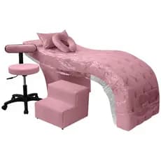 Kit Maca Estética Charme para Cílios + Mocho + Escada + Capa Veludo Cor:Veludo Rosa Claro