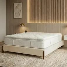 Base Cama Box Queen 168cm Orgânica Thor Bouclê Pés Madeira