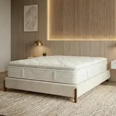 Base Cama Box King 203cm Orgânica Thor Bouclê Pés Em Madeira