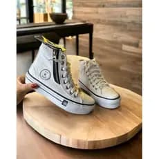 Tênis Botinha Plataforma Jeans Feminino Zíper All Queima De Estoque