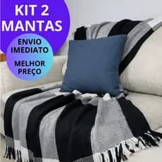 KIT 2 Mantas para Sofá Artesanal em Algodão 210x120cm – Cobertura Decorativa | sofá e cama