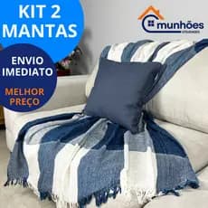 KIT 2 Mantas Para Sofá  2,10m x 1,20m Algodão Decorativa Artesanal | Cobre Sofá e Colchão