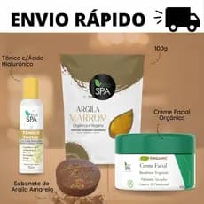 Kit Tonificante - Argila Marrom + Sabonete de Argila Amarela + Tônico Facial Hialurônico + Creme Facial