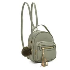Bolsa Mochila Pequena Com Lenço Para Passear E Viajar Material Couro Granulado Moda Feminina C-30