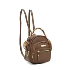 Bolsa Mochila Pequena Com Lenço Para Passear E Viajar Material Couro Granulado Moda Feminina C-28