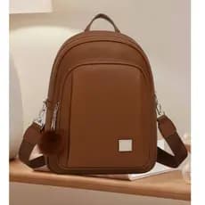 Mochila Bolsa Feminina Media Pequena Couro Sintético Com Chaveiro Pra Viagem Passeio C-40