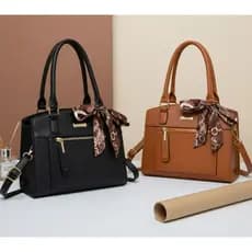 Bolsa feminina Alça Transversal Tote Media ideal para Uso diária com Lenço Decorativo C-47
