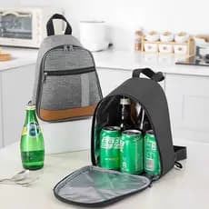 Lancheira Térmica Pequena Unissex Bolsa Mochila Transversal Sling para Marmita, Almoço e Lanche - Compacta e Isolada