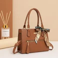 Bolsa feminina Alça Transversal Tote Media ideal para Uso diária com Lenço Decorativo C-53