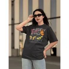 Camisa Camiseta Tshirt Ombro Caido Oversized Gola Alta Streetwear para o Dia a Dia Treinar Academia Estampado