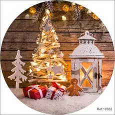 Painel Natalino Em Tecido Redondo 1,50 X 1,50m Cores Vivas Perfeito para Decoração Ceia Natal em Família Competição