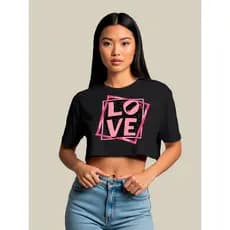 Cropped Boxy Amplo Hype 100% Algodão Moda Feminina Peça Love cropped largo oversized Academia Feminino