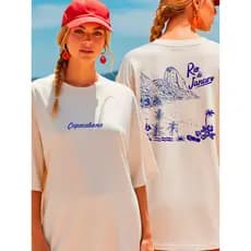 Camiseta Feminina Praia Casual Confortável 100% Algodão Oversized Verão Rio de Janeiro Carnaval Academia