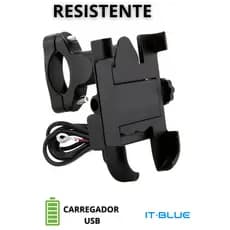 Suporte para celular moto e bike alumínio resistente com carregamento USB