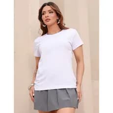 Blusa Feminina T-shirt Básica Camiseta Algodão Baby Look Feminino Camisa Manga Curta